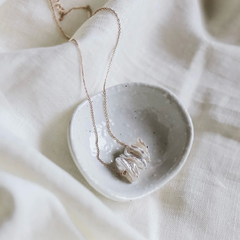 The Peach Box Pearl Cluster Necklace